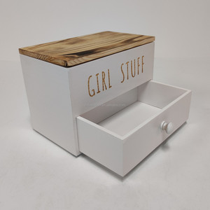 Organisateur de cotons-tiges et support à tampons en bois, distributeur de serviettes hygiéniques pour salle de bain - Product Image 1