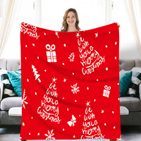 Plaid en flanelle imprimé Noël, couverture de canapé/lit en polaire douce avec logo personnalisé imprimé par sublimation, couverture décorative de fêtes