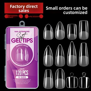 120 faux ongles en <span class=keywords><strong>gel</strong></span> souple, capsules semi-mates, formes amande, French, cercueil, couverture complète, pour extension d'ongles artificiels - Product Image 2