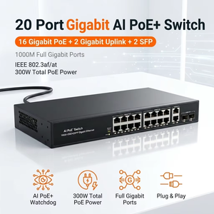 สวิตช์ PoE AI Smart Watchdog 16 พอร์ต Gigabit PoE 2 GE Uplink 2 SFP กำลังไฟ 300W ระยะไกล 250 เมตร VLAN สำหรับกล้อง IP - Product Image 1