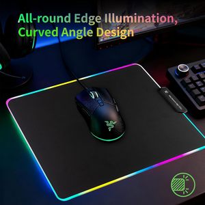 แผ่นรองเมาส์กระจก RGB แบบเรียบพิเศษสำหรับเล่นเกม แผ่นรองเมาส์สีสันสดใสพร้อมฐานยางที่มั่นคง ควบคุมความเร็วได้ - Product Image 6