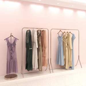 Negozio di <span class=keywords><strong>abbigliamento</strong></span> femminile espositore a doppio strato dorato centro commerciale appendiabiti atmosferico negozio di <span class=keywords><strong>abbigliamento</strong></span> femminile - Product Image 5