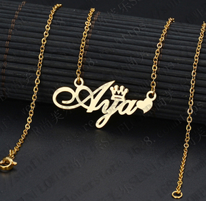 Gioielli personalizzati Non appannati Joyas nome <span class=keywords><strong>collana</strong></span> gioielli, <span class=keywords><strong>targhetta</strong></span> in acciaio inossidabile fai-da-te <span class=keywords><strong>con</strong></span> regalo gioielli <span class=keywords><strong>collana</strong></span> pendente corona - Product Image 1
