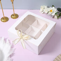 Boîtes cadeaux de luxe personnalisées avec logo, 9 compartiments, pour chocolats, desserts, pâtisseries, gâteaux, avec fenêtre transparente, vente en gros
