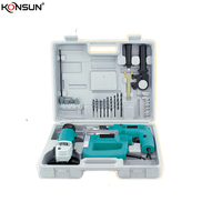 Kit d'outils électriques combinés 2-en-1 KONSUN 600W, perceuse à percussion 13 mm et meuleuse d'angle avec mallette rigide, vente en gros OEM