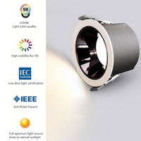 Downlight encastré LED COB à spectre complet sans scintillement, 4 pouces, 12W, DALI, dimmable, transition de la lumière chaude à la lumière froide 2700K-6500K, avec boîte de jonction