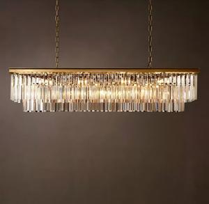 Lustre rectangulaire moderne en cristal et métal doré de luxe pour hôtel, villa, salle à manger, îlot de <span class=keywords><strong>cuisine</strong></span> - Product Image 1