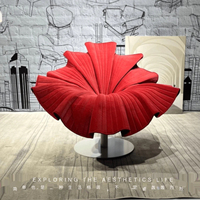 Chaise à fleurs design simple et légère en acier et verre Chaise rotative en forme de lotus Modèle d'hôtel Chaise d'art villa