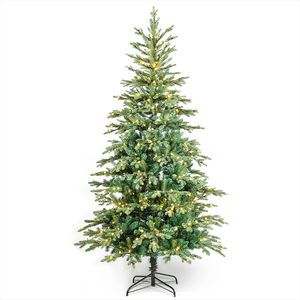 ต้นคริสต์มาสแบบไฮบริด PVC&PE ยี่ห้อ OEM พร้อมไฟ LED สีวอร์ม 800 ดวง ขนาด 6 ฟุต พร้อมไฟประดับสำเร็จรูป ฐานโลหะ - Product Image 3