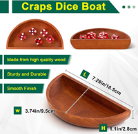 Plateau à dés en bois de 7 pouces pour le jeu de craps, finition lisse, taille casino, pour table de craps style Las Vegas