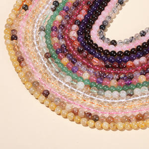 Vente en gros de perles rondes en cristal naturel multi-matériaux, bracelet en cristal blanc fraise, perles en vrac, bijoux DIY - Product Image 2