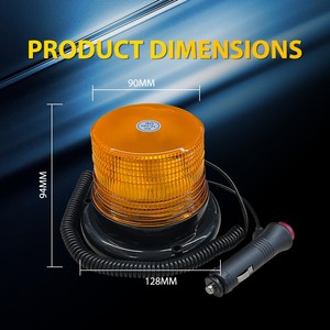 ไฟแฟลช LED ทรงกลมสีเหลืองอำพันแบบแม่เหล็ก สำหรับติดหลังคารถบรรทุก รถแทรกเตอร์ 12V-24V - Product Image 5