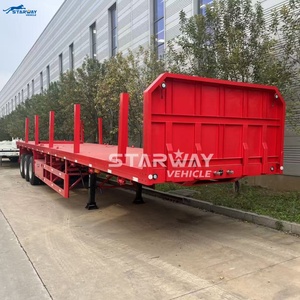 Semi-remorque plateau <span class=keywords><strong>utilitaire</strong></span> en acier à 3 essieux Starway Vehicle avec piquets, capacité de charge de 60 000 kg pour le <span class=keywords><strong>transport</strong></span> du bois - Product Image 2