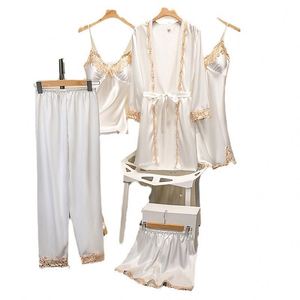 Nuevas almohadillas para el pecho de pijama, talla grande europea y americana, doradas, florales, de cinco piezas para mujer - Product Image 5