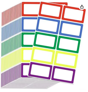 Étiquettes MF 5 couleurs, 57x89mm, emballage plat avec code-barres, étiquettes nominatives adhésives amovibles pour l'identification - Product Image 2
