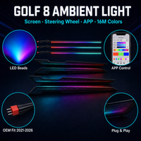 Trontech Golf 8 Lumière Ambiante 2021-2026 |   20 LED RGB à contrôle central + panneaux de porte, écran, volant, contrôle par application, Plug & Play