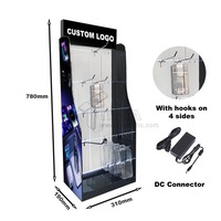 Masaüstü Akrilik USB Kablosu Mobil Şarj Cihazı Sergi Standı LED Işıklı Kilitlenebilir Kapılı Cep Telefonu Aksesuarları Sergi Standı Mağaza-perakende
