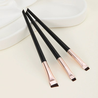 Lot de 3 pinceaux de maquillage ultra-fins en nylon pour eyeliner et sourcils, pinceau éventail pour le contour des yeux et le remplissage/la mise en forme des sourcils
