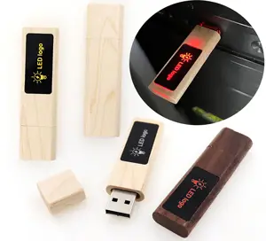 Новый персонализированный флэш-накопитель деревянный USB флэш-накопители Memorias USB 4GB 8GB 16GB 32GB со светящимся светом