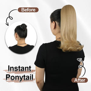 Extensión <span class=keywords><strong>de</strong></span> Cabello Sintético Futura Julianna para Mujer, Cola <span class=keywords><strong>de</strong></span> Caballo Corta, Sedosa, Lisa y Ondulada, Resistente al Calor, Venta al Por Mayor - Product Image 3