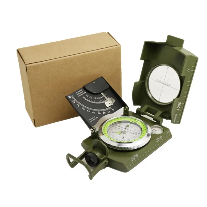 Factory Geological Survival Camping Pocket Prismatic Compass Surveyor's Multifunctional Military Brunton Compass Keychain Brass