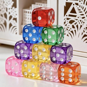 16mm Colorful Transparent Rounded-Corner Acrylic Small Dice with Dots for Board Games Educational Entertainment