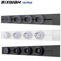 SIXWGH RTS 8000W 60cm EU Power Track Socket 32A Modular Power Rail dengan 3 Stopkontak EU & Pengisian Cepat USB A+C untuk Dapur Kantor