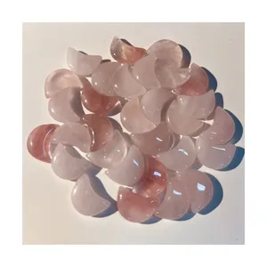 Vente en gros d'artisanat poli de lune en quartz rose naturel de haute qualité pour la décoration et la vente