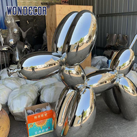 WONDECOR Grande sculpture extérieure abstraite en acier inoxydable chien ballon en métal