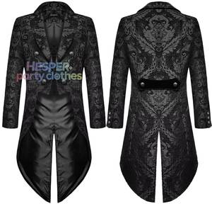 Veste de smoking HP noire brodée, style gothique victorien steampunk, costume de cosplay médiéval pour prince ou roi - Product Image 1
