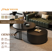 Table basse en dalle de pierre pour salon, design moderne et minimaliste, haut de gamme, noire, avec roulettes pivotantes, mobilier de maison