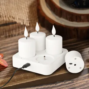 KSWING White Plastic Rechargeable Candle Lights Electronic Candle LED Flameless Candle LED Tea Light For Home Decoration