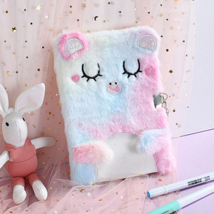 Bán Buôn A5 Cartoon Furry <span class=keywords><strong>Notebook</strong></span> <span class=keywords><strong>Plush</strong></span> Cô Gái Tạp Chí Trẻ Em Nhật Ký Bí Mật Với Khóa Cho Quà Tặng - Product Image 3