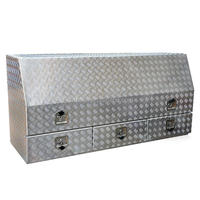High Side Full Opening Aluminium Tool Boxes with Drawers and Shelf 3/4 Opening Toolbox Truck Box Storage Box