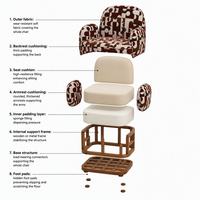 Fauteuil à motif géométrique rétro moderne, fauteuil d'appoint rembourré en jacquard style pop art des années 70 pour le salon et la décoration d'hôtel