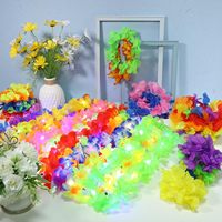 Kalung Bunga LED Hawaii, Kalung Bunga Menyala, Kalung Tropis Bercahaya, Kalung Berlampu, Kalung Buatan Bertema Luau Hawaii, Pesta Pantai, Pernikahan
