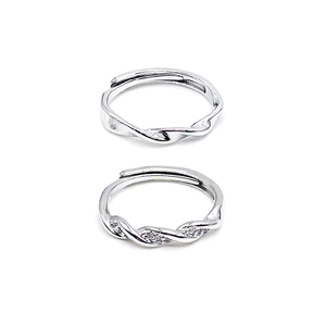 Trendy Couple Rings 925 Sterling Silver Twisted Wedding Rings Minimalist Adjustable Silver Jewelry Valentine Rings For Love Gift