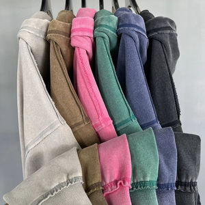 Sweat à capuche lourd personnalisé délavé à l'acide de haute qualité, 100% coton, imprimé brodé pour l'hiver - Product Image 1