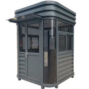 Steel <b>Security</b> Booth With Curved Design Black Outdoor Guard House For Parking <b>Equipment</b> - Product Image 4