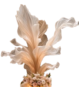 Centres de table en organza/papier multi-couches faits à la main pour Thanksgiving, Pâques, Noël, la Saint-Valentin, les mariages, en forme <span class=keywords><strong>d</strong></span>'orchidée, couleur or - Product Image 1
