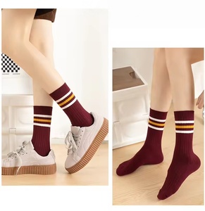 Warm Winter Custom Cashmere Women's <b>Socks</b> Fashion Stripes Design Crew <b>Socks</b> for Women Wholesale High Quality - Product Image 5