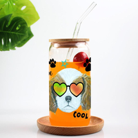 Gobelets UVDTF personnalisés 16oz 20oz 24oz Autocollant de transfert de logo de dessin animé lavable UV DTF verre gobelets pour tasse à café vente en gros