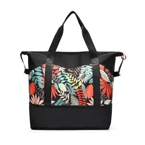 Printed expandable gym travel bag women's tote bag portable trolley storage bag