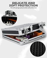 Kotak Pedal Gitar MINI+14, 14.96" X 11.02" X 3.94" Kotak Pedal Efek Aluminium dengan Pengunci dan Pita Perekat