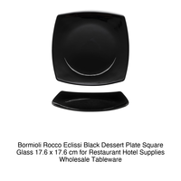 Assiette à dessert Eclipse noire 17,6 × 17,6 cm carrée en verre Bormioli Rocco