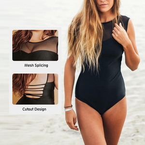 Maillot <span class=keywords><strong>de</strong></span> <span class=keywords><strong>bain</strong></span> une pièce en maille noire, maillot <span class=keywords><strong>de</strong></span> <span class=keywords><strong>bain</strong></span> avec dos ouvert et courbes pour femmes, nouvel arrivage - Product Image 1