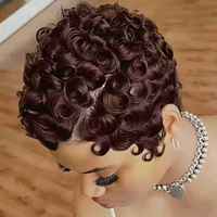 Perruque en cheveux humains brésiliens vierges non traités, coupe pixie courte, ondulée rose, super double drawn, avec dentelle frontale 13x4 sans colle, pour femme, vente en gros