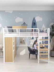 <span class=keywords><strong>Lit</strong></span> mezzanine multifonctionnel <span class=keywords><strong>avec</strong></span> cadre <span class=keywords><strong>en</strong></span> fer épais et <span class=keywords><strong>bureau</strong></span> surélevé pour petits appartements, armoire sous le <span class=keywords><strong>lit</strong></span> - Product Image 5