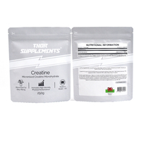Sachet personnalisé imprimé pour poudre de supplément protéiné 250g, mat, refermable avec fermeture éclair et encoche de déchirement, OEM