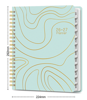 Carnet Organiseur/Agenda A4 à Couverture Rigide en Tissu, Conception Unique, Estampage Or, Reliure Spirale, Qualité Esthétique Supérieure